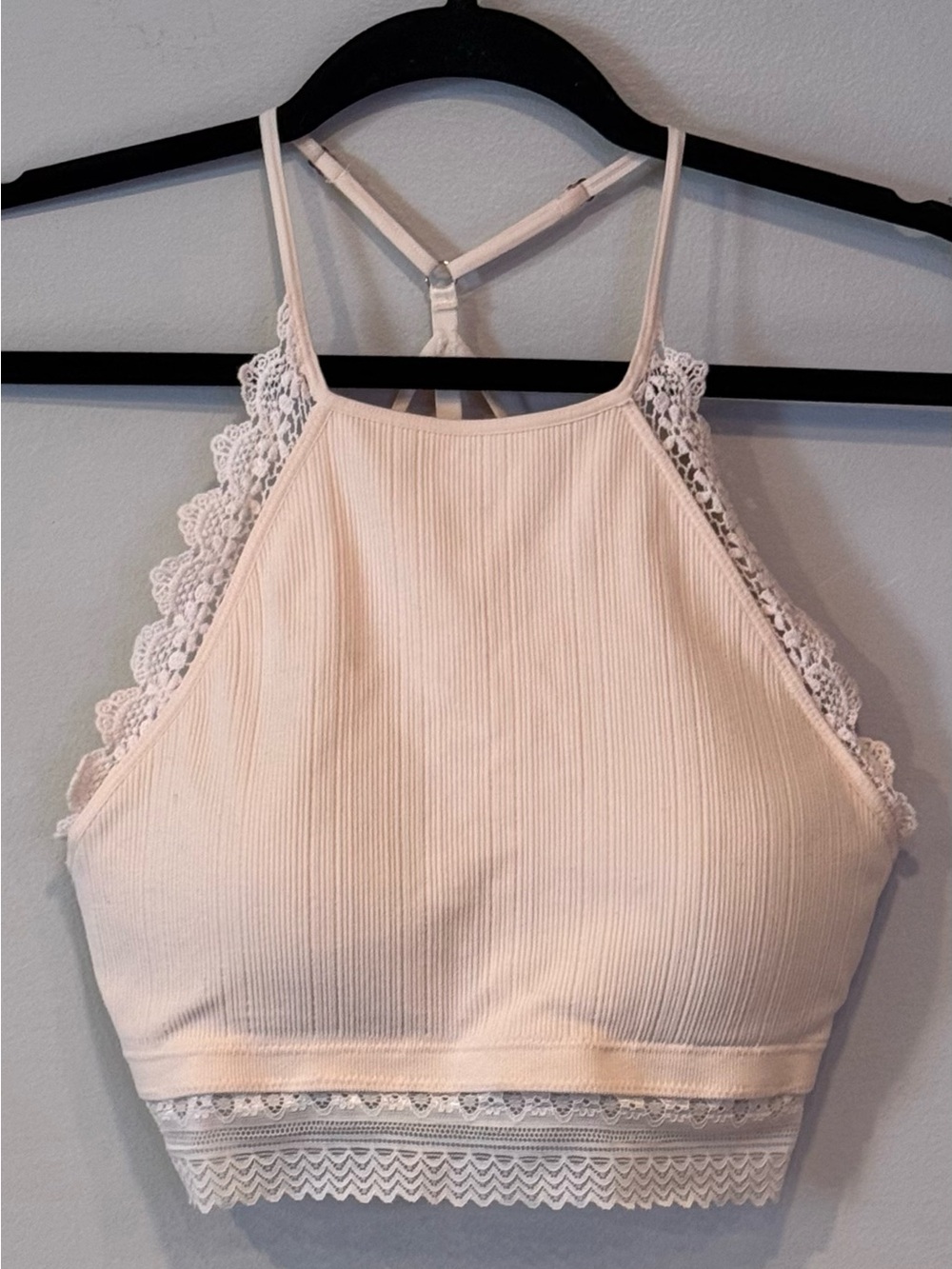 Fornia Women's High-Neck Lace Bralette Blush Size M/L